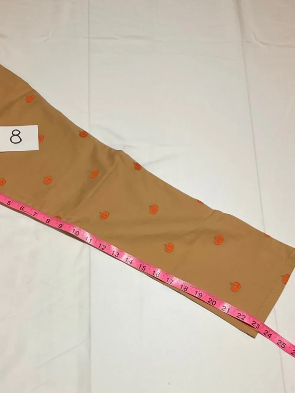 Gymboree Boys 8 Tan Schiffli Embroidered Pumpkin All Over Cotton Pants NWT